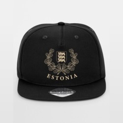 Must rappercap nokamüts kuldse ESTONIA vapi ja tammelehtedega