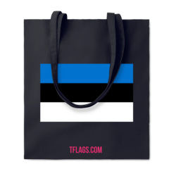 Must klassikaline puuvillane pikkade sangadega ostukott keskel Eesti lipp