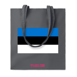 Hall klassikaline puuvillane pikkade sangadega ostukott keskel Eesti lipp