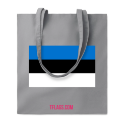 Helehall klassikaline puuvillane pikkade sangadega ostukott keskel Eesti lipp