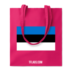 Punane klassikaline puuvillane pikkade sangadega ostukott keskel Eesti lipp