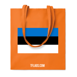Oranz klassikaline puuvillane pikkade sangadega ostukott keskel Eesti lipp