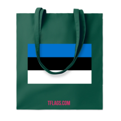 Roheline klassikaline puuvillane pikkade sangadega ostukott keskel Eesti lipp