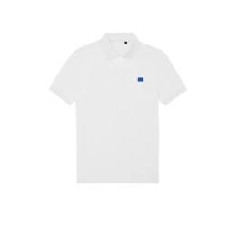 Valge polosärk lühikeste varrukatega vasakul rinnal mini EU lipp