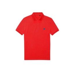 Punane polosärk lühikeste varrukatega vasakul rinnal mini EU lipp