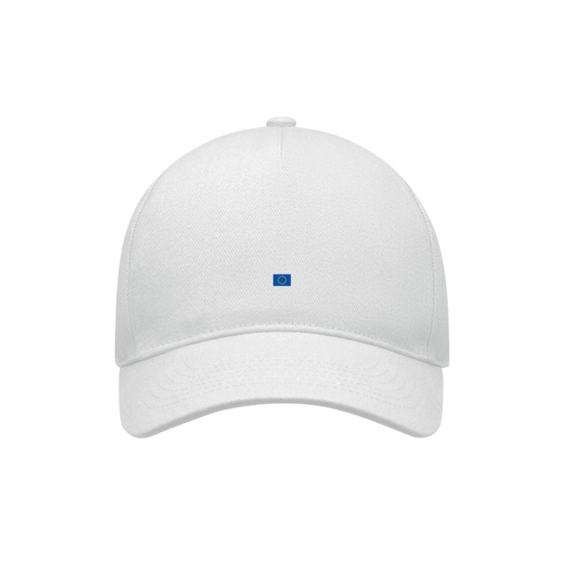 Valge nokamüts ees minimalistlik EU lipp