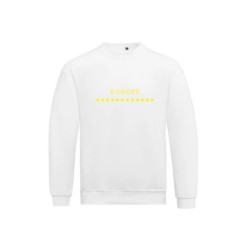 Valge pusa ees kollasega EU tähetriip ja kiri EUROPE