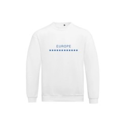 Valge pusa ees sinisega EU tähetriip ja kiri EUROPE