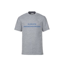 Hall t-särk lühikeste varrukatega ees sinisega EU tähetriip ja kiri EUROPE