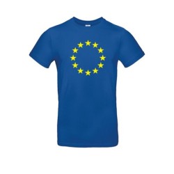 Sinine t-särk lühikeste varrukatega ees suurelt kollasega EU tähering