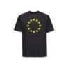 Must t-särk lühikeste varrukatega ees suurelt kollasega EU tähering
