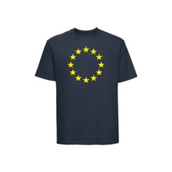 Tumehall t-särk lühikeste varrukatega ees suurelt kollasega EU tähering