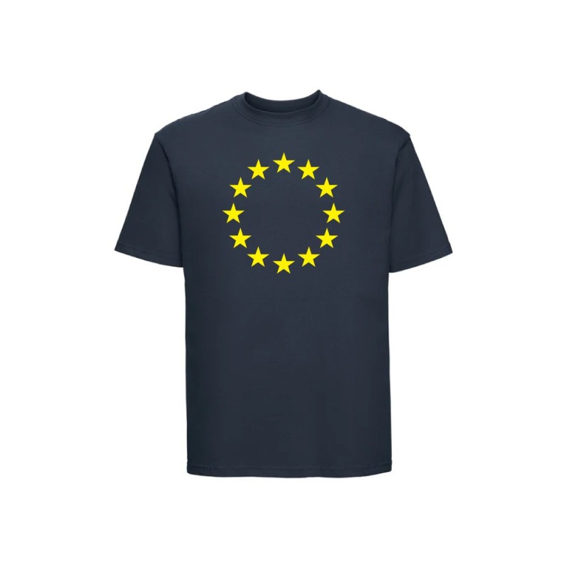 Tumehall t-särk lühikeste varrukatega ees suurelt kollasega EU tähering