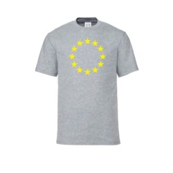 Helehall t-särk lühikeste varrukatega ees suurelt kollasega EU tähering