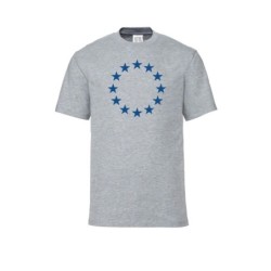 Helehall t-särk lühikeste varrukatega ees suurelt sinisega EU tähering