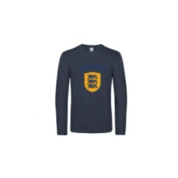 Tumesinine Suur Eesti vapp-vimpel pikkade varrukatega t-särk