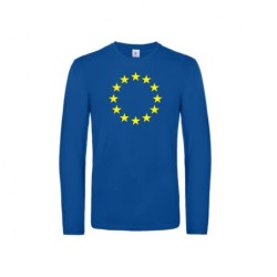Sinine t-särk pikkade varrukatega ees suurelt kollasega EU tähering