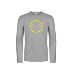 Helehall t-särk pikkade varrukatega ees suurelt kollasega EU tähering