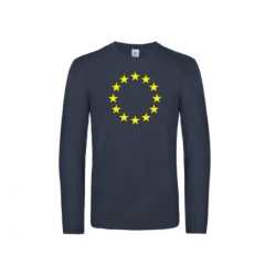 Sinakashall t-särk pikkade varrukatega ees suurelt kollasega EU tähering