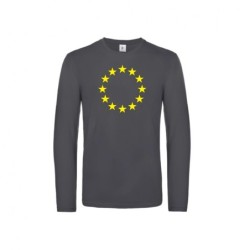 Tumehall t-särk pikkade varrukatega ees suurelt kollasega EU tähering