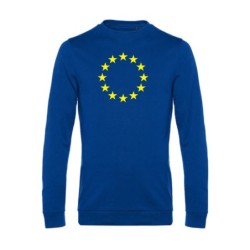 Sinine pusa pikkade varrukatega ees suurelt kollasega EU tähering