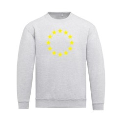 Helehall pusa pikkade varrukatega ees suurelt kollasega EU tähering