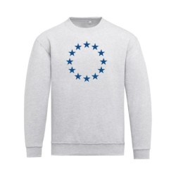 Helehall pusa pikkade varrukatega ees suurelt sinisega EU tähering