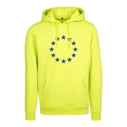 Neoonkollane kapuutsiga pusa ees suurelt sinisega EU tähering