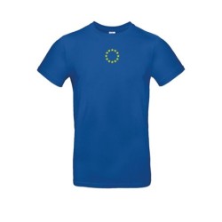 Sinine t-särk lühikeste varrukatega ees keskel väike kollasega EU tähering