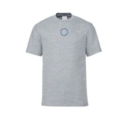 Helehall t-särk lühikeste varrukatega ees keskel väike sinisega EU tähering