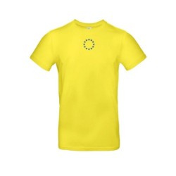 Kollane t-särk lühikeste varrukatega ees keskel väike sinisega EU tähering