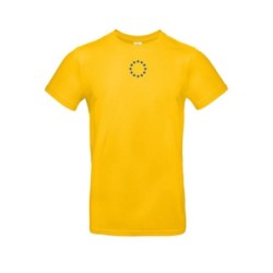 Tumekollane t-särk lühikeste varrukatega ees keskel väike sinisega EU tähering