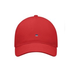 Punane Minimalistliku Eesti lipuga nokamüts