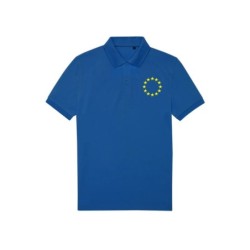 Sinine polosärk lühikeste varrukatega ees vasakul kollane EU tähering