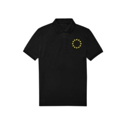 Must polosärk lühikeste varrukatega ees vasakul kollane EU tähering