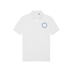 Valge polosärk lühikeste varrukatega ees vasakul sinine EU tähering