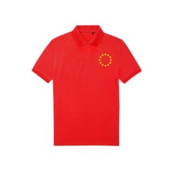 Punane polosärk lühikeste varrukatega ees vasakul kollane EU tähering