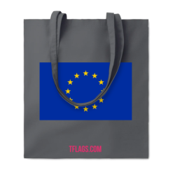 Hall puuvillane ostukott ühel küljel suurelt EU lipp