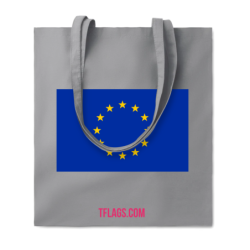 Helehall puuvillane ostukott ühel küljel suurelt EU lipp