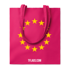 Erkpunane puuvillane ostukott ühel küljel suurelt EU tähering