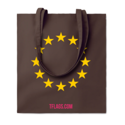 Pruun puuvillane ostukott ühel küljel suurelt EU tähering