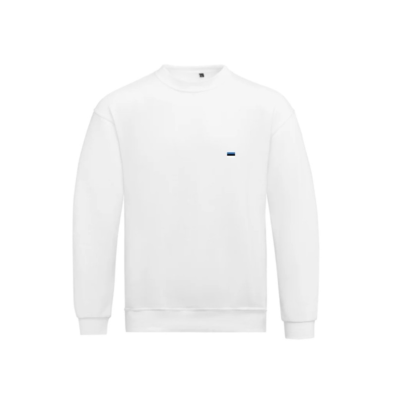 Valge pusa vasakul rinnal minimalistlik Eesti lipp