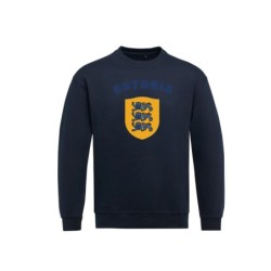 Tumesinine pusa ees suur Eesti vapp-vimpel ja kiri ESTONIA