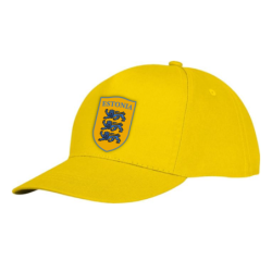 Kollane nokamüts ESTONIA kirjaga keskel vapp-vimpel kolme lõviga